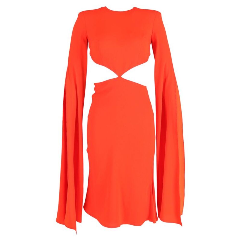 Alex Perry Cape Effect Cutout Dress in Red Polyester